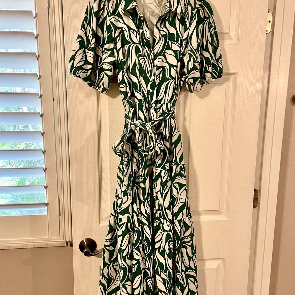 Soft Surroundings Green and White ‘Steffi’ maxi  dress with short sleeves - Picture 2 of 6